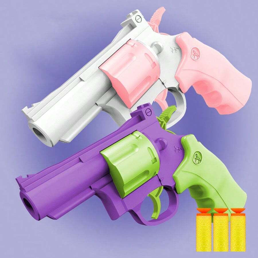 1pc Toy Revolver Toy With Soft Bullets And Chicken Eating Carrot Pattern Toy Gun Model As Gift