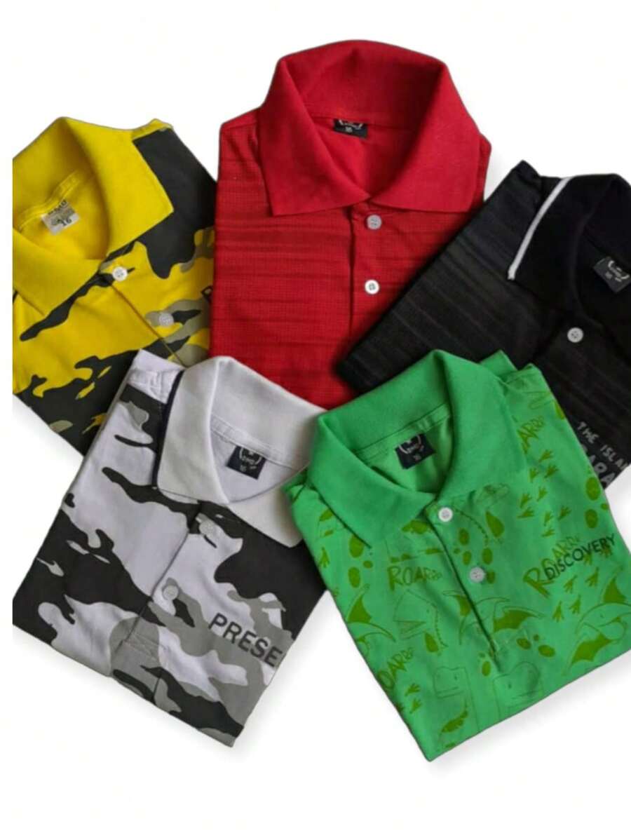Kit com 5 camiseta gola polo infantil juvenil top