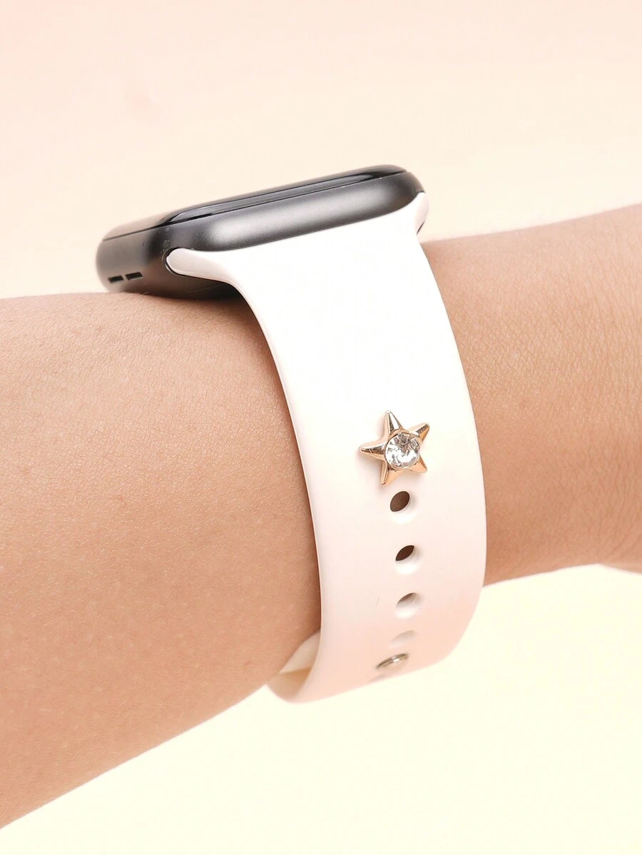 1pc Metal & Rhinestones Simple Star Watch Band Charms Decoration Nails Compatible With Apple Watch Bands Accessories Compatible With Galaxy Watch Series Strap Charm