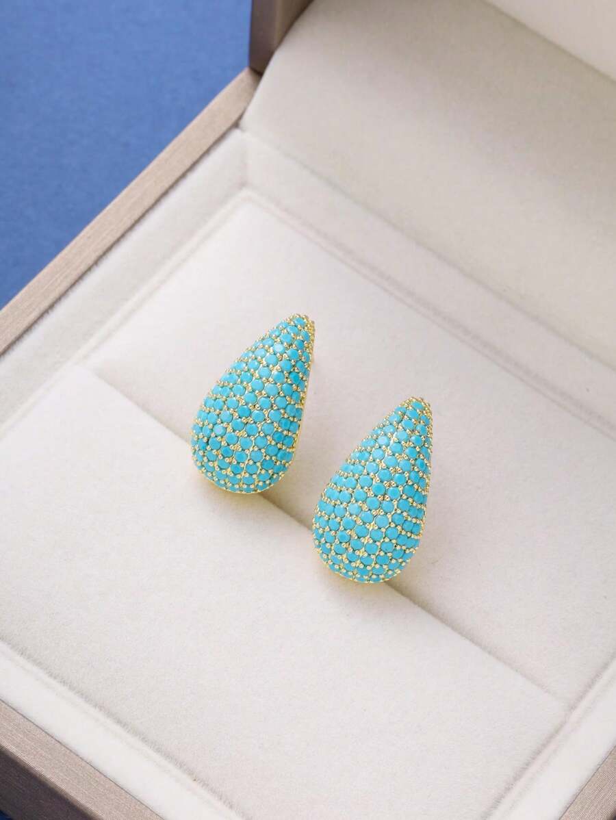 1 Paar elegante, luxuriöse goldene Ohrringe mit Wassertropfen-Design und glänzenden synthetischen kubischen Zirkonias, geeignet für den täglichen Gebrauch, Dates, Pendeln, perfektes Geburtstagsgeschenk für die Freundin