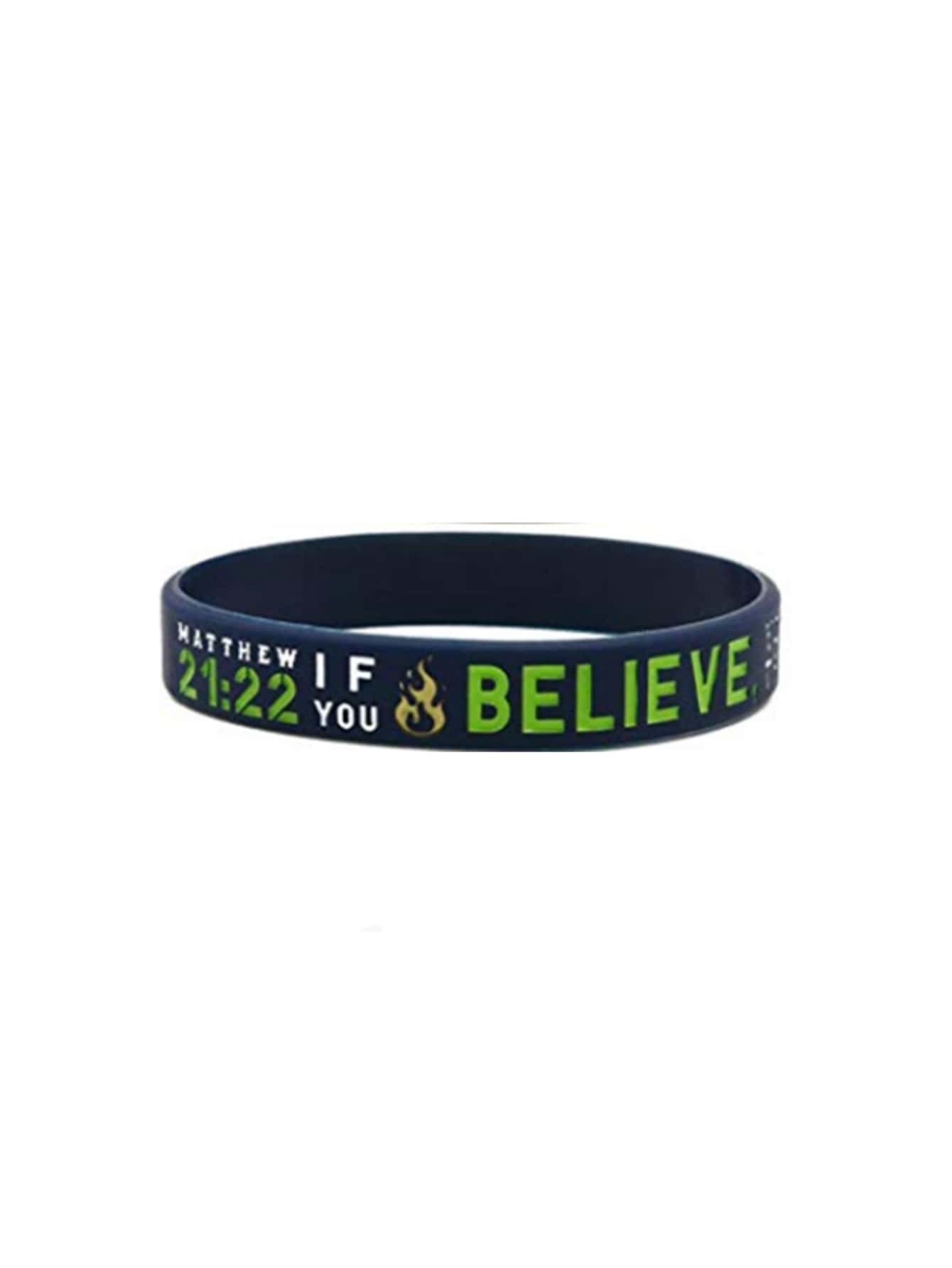 1PC Christian Inspirational believe peace grace faith bible verse rubber bracelet silicone
