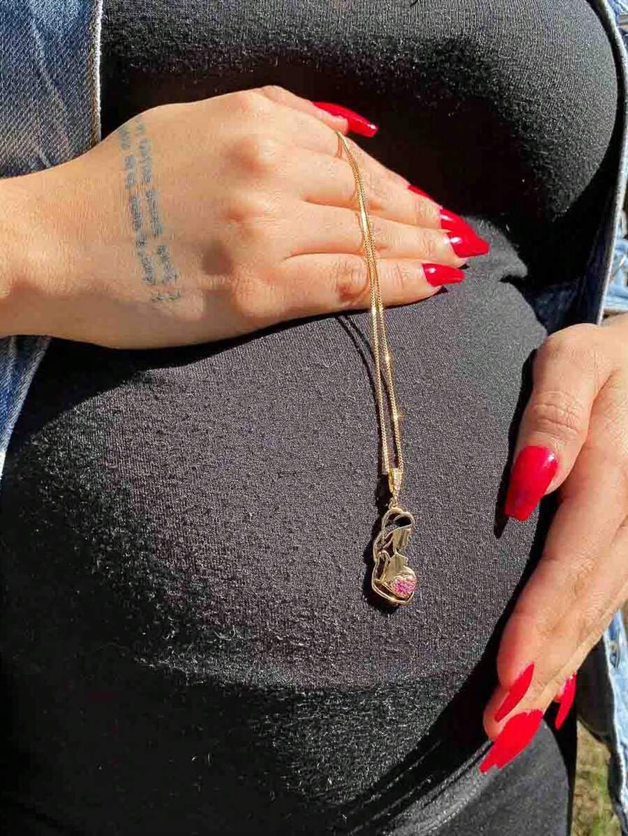 Gargantilha feminina zirconia semijoia de luxo mãe grávida a ouro