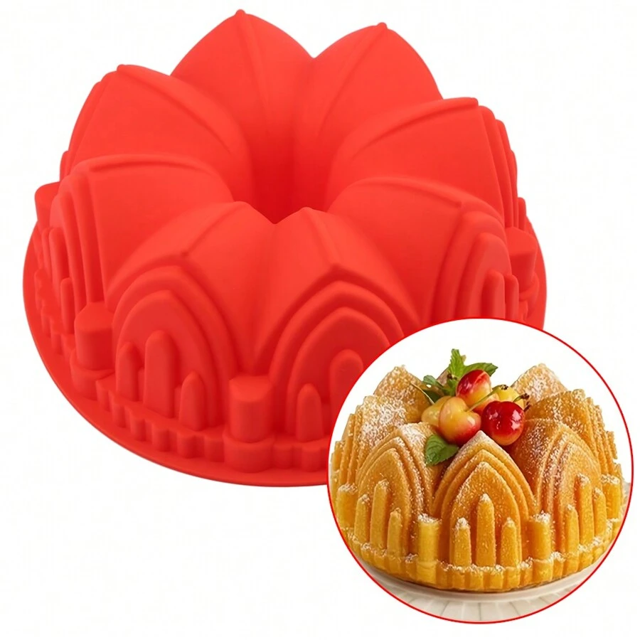 1 Pezzo Grande Stampo Per Torta Con Corona Di Castello Di 8,5 Pollici - Stampi Per Cucina In Silicone Per La Preparazione Di Torte E Dolci Fai Da Te
