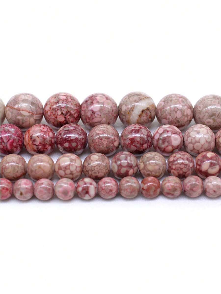 30-90 Peças Contas De Jaspe Fóssil Coral Vermelho Natural Genuíno Grau Aaa Contas Soltas Redondas Para Fazer Joias