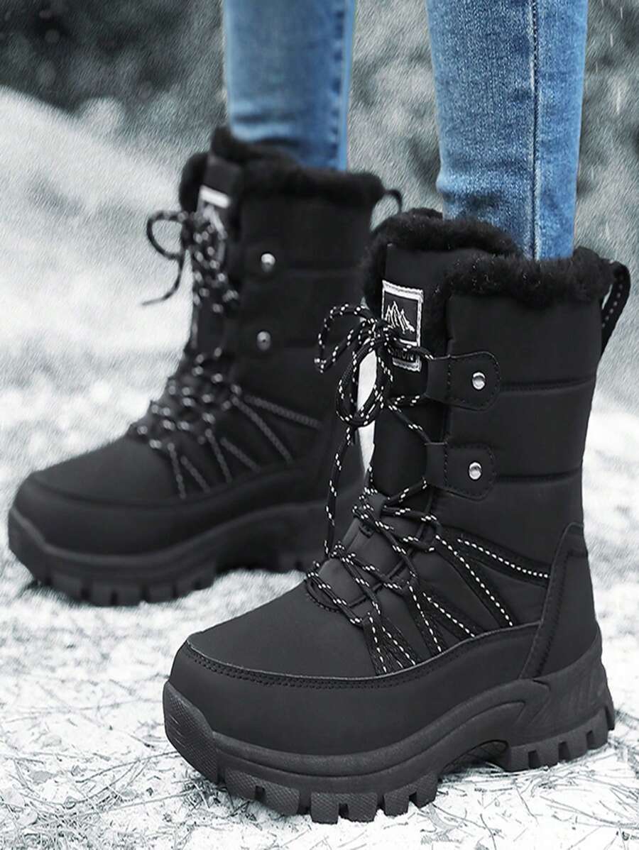 Women's New Winter Fashionable Warm Plush High-top Thick Fur Sports Waterproof Anti-slip Outdoor Snow Boots