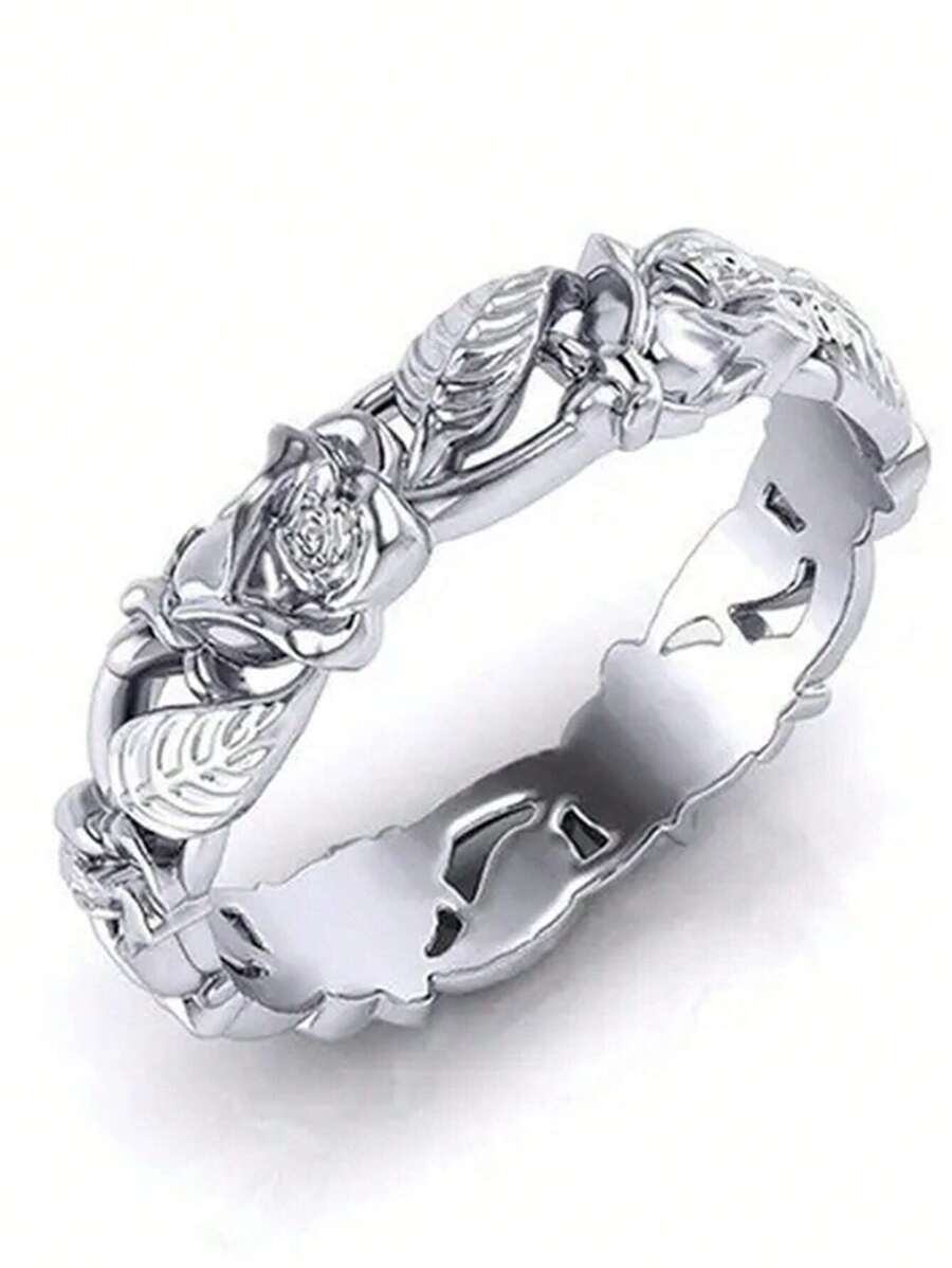 1 pièce Bague fleur élégante pour femmes pour mariage, fiançailles, anniversaire, partie, bijoux de fête, cadeau de la Saint-Valentin, pour maman, Fête des Mères