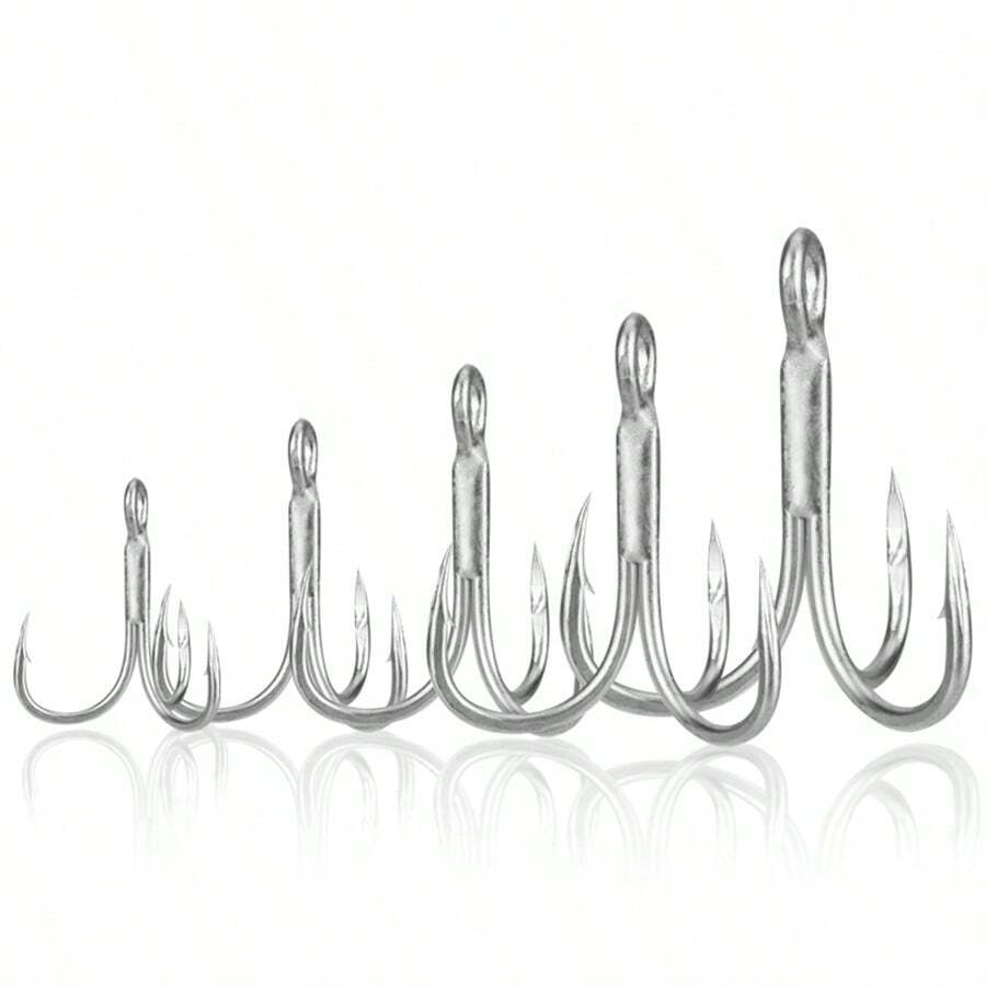 10Pcs High Carbon Steel Treble Hooks 2# 4# 6# 8# 10# Silver Fishing Tackle with Barbed Anchor Lure Fishing Accessories