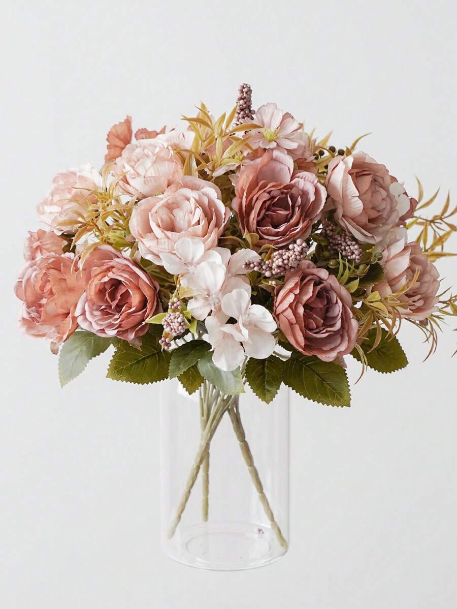 1pc/3pcs Romantic Rose & Peony Bouquet Artificial Flowers Handheld Flower Arrangement For Wedding/Home/Bedroom/Living Room/Table Decoration/Bride's Bouquet, Valentine Day, Gift Gifts Birthday Graduation