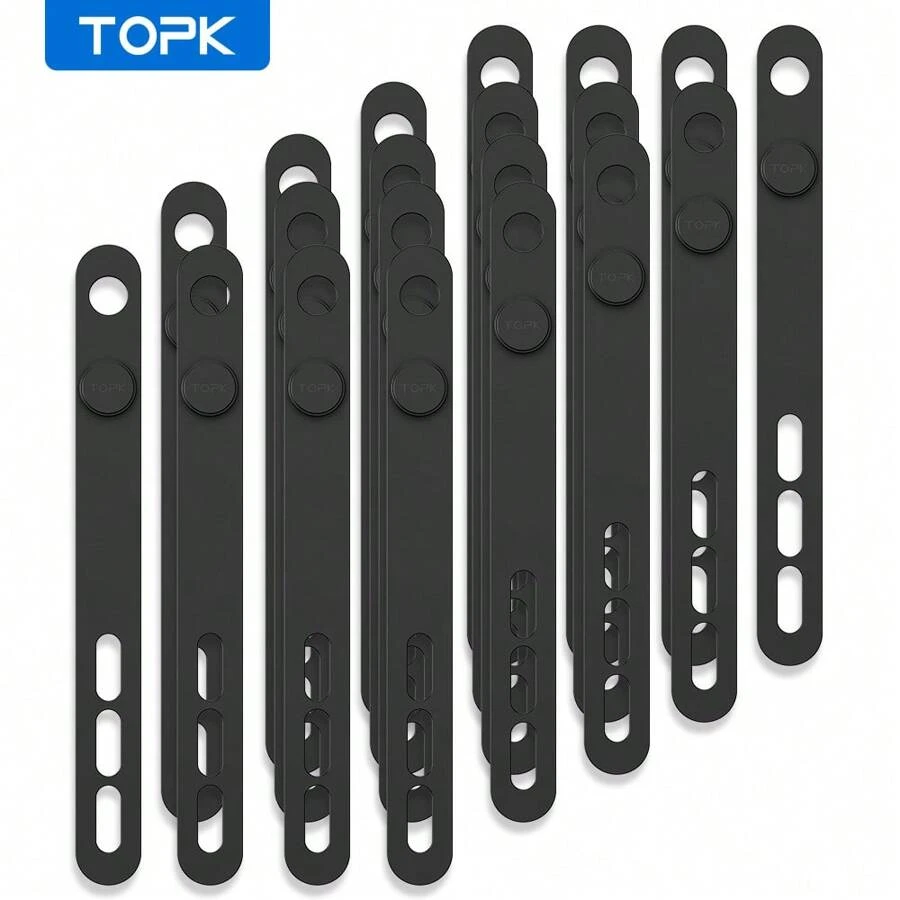 TOPK TOPK Silicone Cable Ties, Reusable Cable Management Organizer,Cable Straps,Cord Ties,Multipurpose Elastic Cord Organizer For Bundling And Fastening Cable Cords Wires Cable Organizer