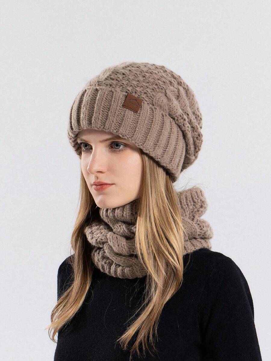 Winter Europees en Amerikaans Stijl: Hoed En Sjaals Sets Voor vrouwen Naar Warm houden , Wol gebreid Pet Met Oorkleppen En Hals Warmer