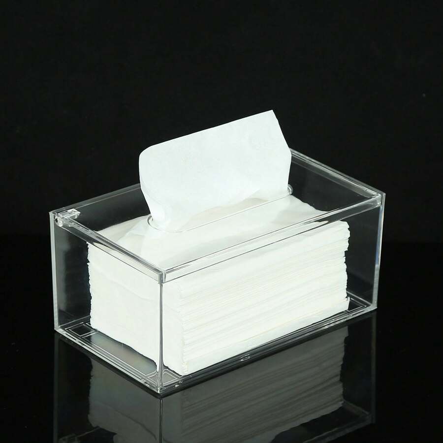 Clear Acrylic Tissue Box With Flip Cover, 1pc, Home Stuff, Table, Home Decorations, Home Organization And Storage, Room Decor, Room Decor Bedroom, Kitchen Accessories, Kitchen Tools, Organizer Kitchen, Travel, Holiday,Tissue Box Holder,Napkin Holder,Festival Family Gathering,Kitchen Dining Table DecorFor Home Kitchen Bedroom Living Room Dining Room, Home Decoration Accessories, Decorative Box,Women Wedding Gift,Summer Travel Holiday Festival Must-Have