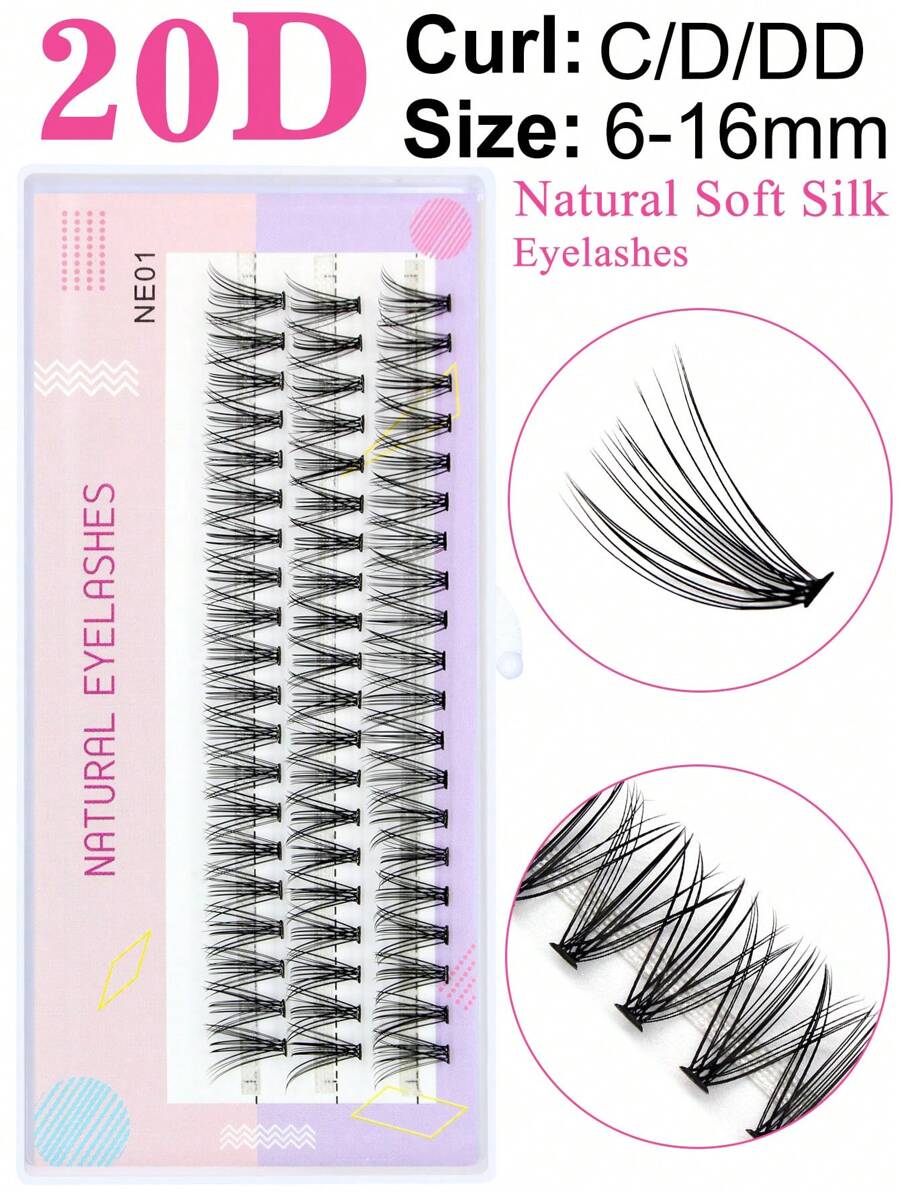 Faux Cils Naturels Et Doux De 20d, 3 Rangées (60 pièces) Denses Et Sexy Pour Une Utilisation Quotidienne, Pour Le Travail, Décontracté, Vacances, Soirée
