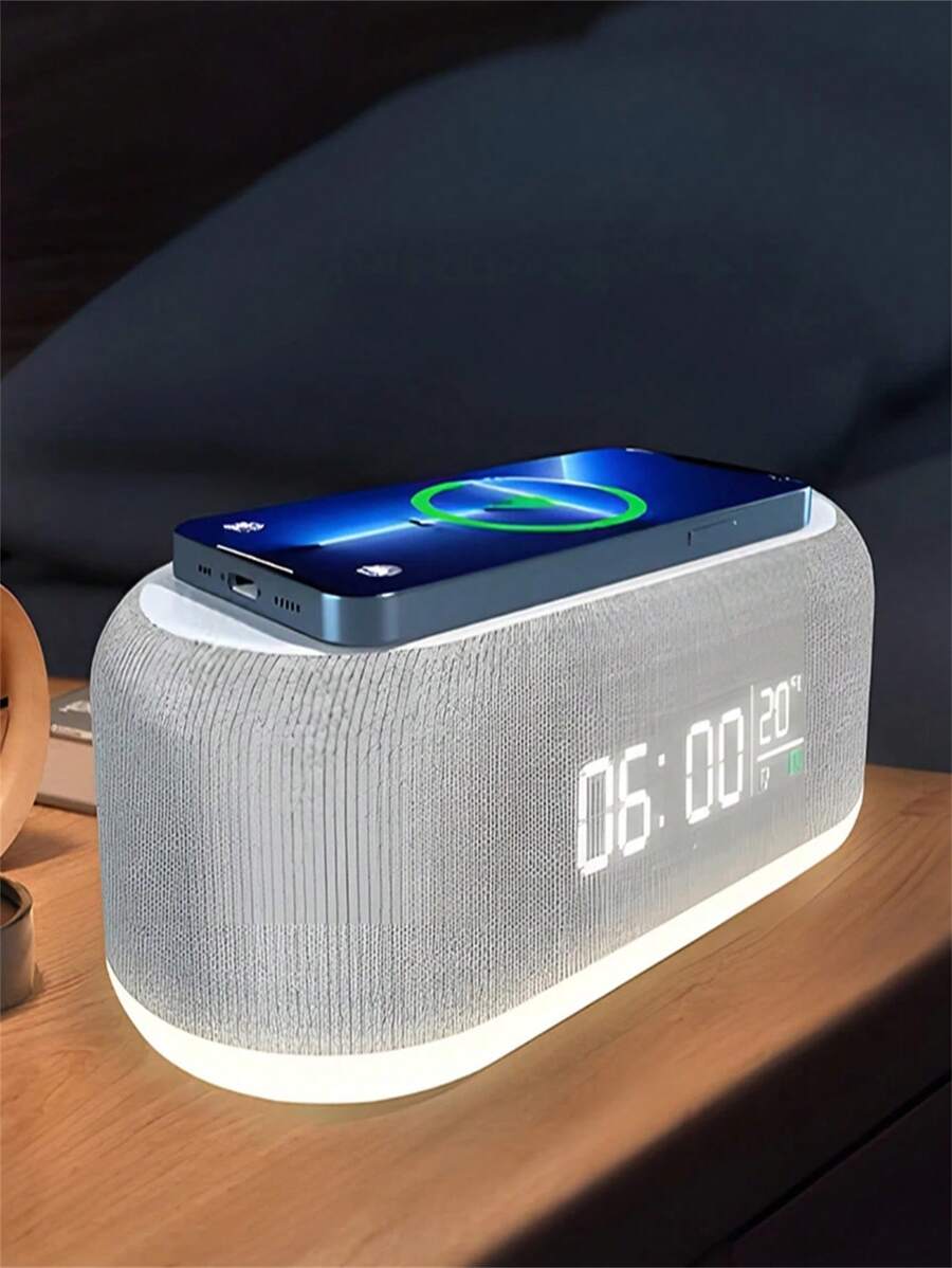 1pc 15w Wireless Charger Stand Clock With Night Light & Bedroom Lamp & Thermometer & Clock & Phone For Desk Alarm Clock With Wireless Charging Compatible With IPhone, IPad,Android Phone ,Wireless Fast Charging,Weekend Mode, Snooze,LED Clocks For Bedroom, Bedside,Sunrise Alarm Clock, Wake Up Light For Bedrooms,Gifts For Family,Friends,Kids,Birthday,Christmas, Winter, Girlfriend,Boyfriend Suitable For Office, Dorm, And Home