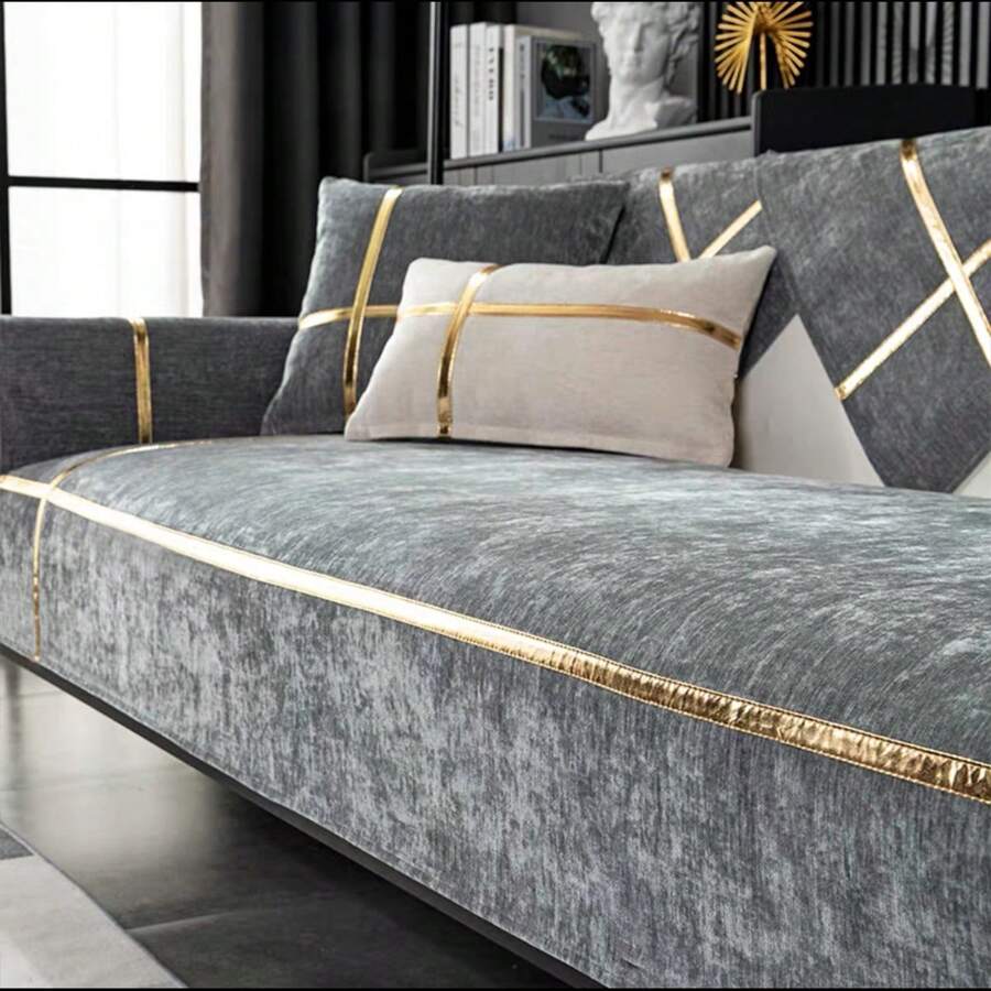1 Pièce Housse De Canapé En Jacquard De Style Américain Avec Dos Anti-dérapant Et Couverture Complète, Convient À Toutes Les Saisons