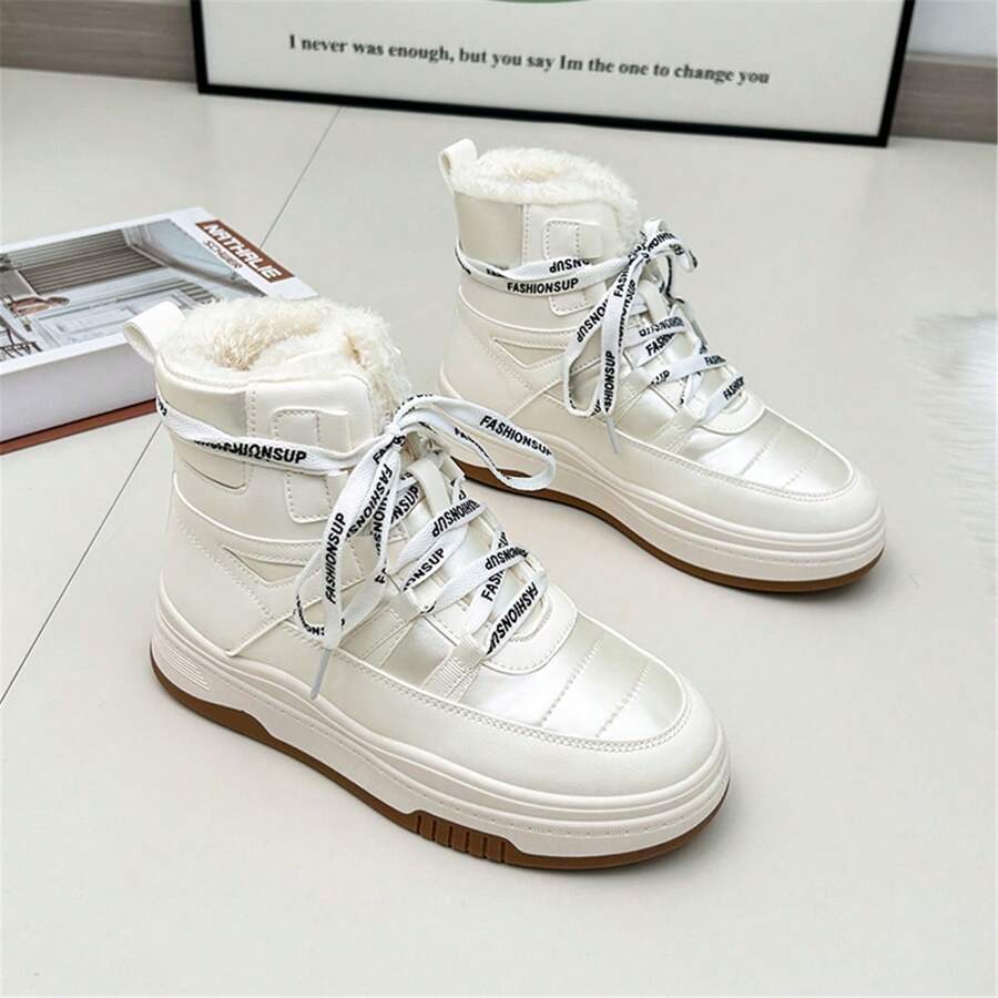 Women's Furry Snow Boots, Waterproof, Non-slip Thick Sole, Keep Warm, High-top, Winter Shoes