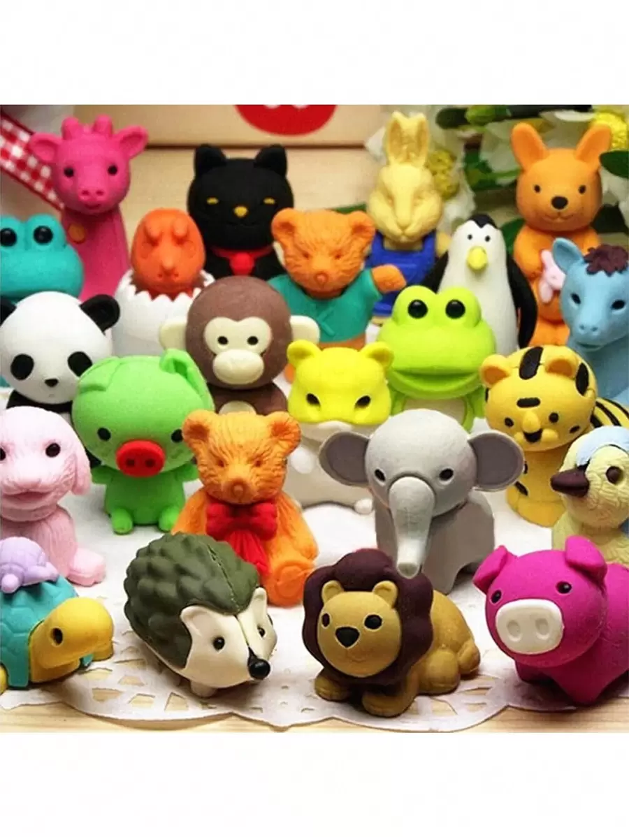 5/15/30 Piezas Borradores de animales aleatorios a granel Borradores de lápiz Mini Borradores de rompecabezas Mascotas de escritorio Borradores de rompecabezas para regalos de fiestas de Navidad, premios, regalos de carnaval (aleatorios)