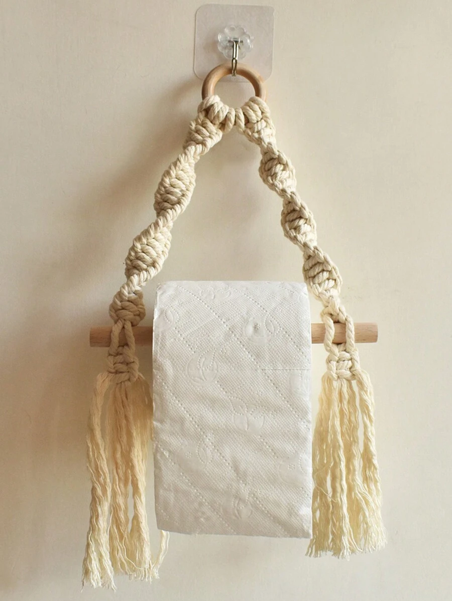 1 pezzo Portarotolo di carta igienica in stile bohémien, organizer da bagno per contenere i rotoli, espositore decorativo per camera da letto, ingresso, soggiorno, cameretta, porta gioielli e sciarpe (gancio casuale incluso)
