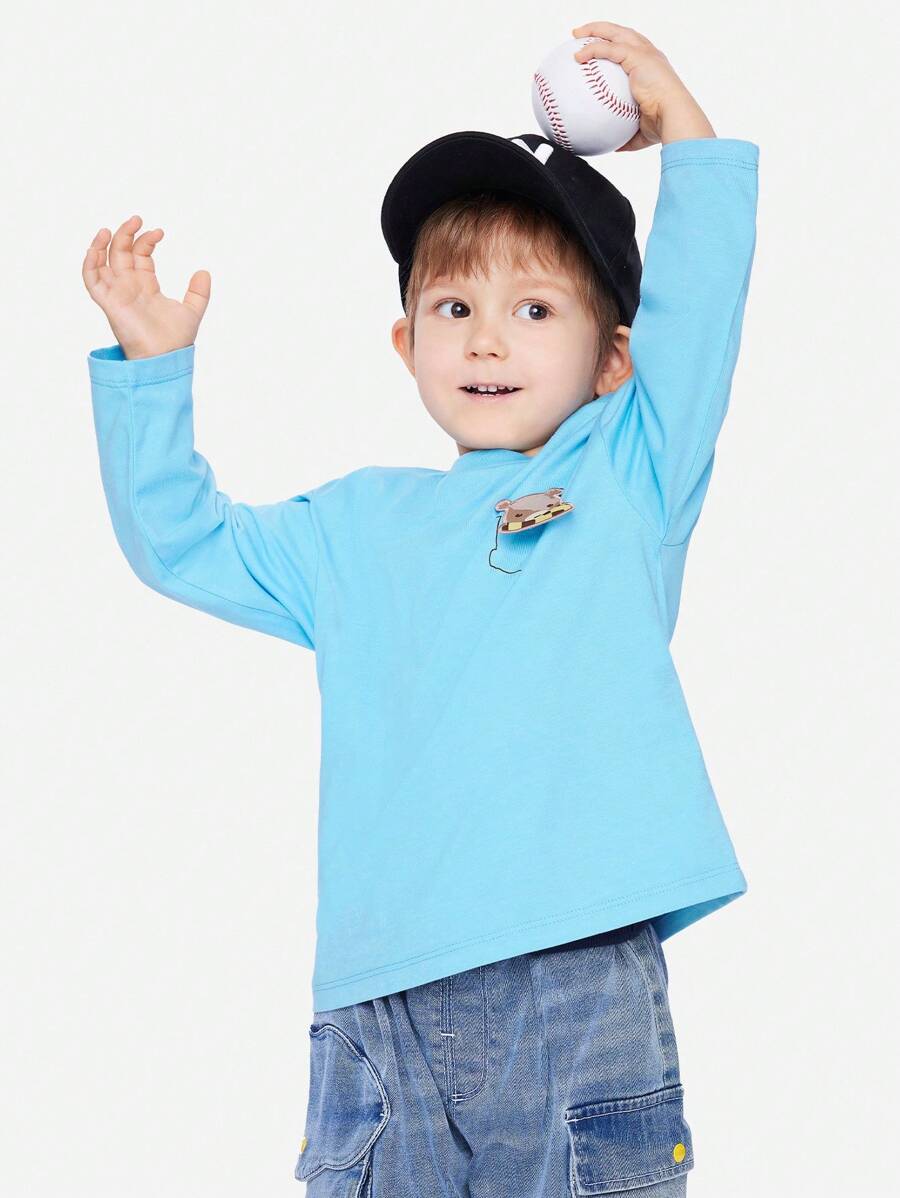 Annil Boys' Round Neck Long Sleeved Knitted Shirt, Spring And Autumn Loose Casual Cute T-Shirt Base Shirt