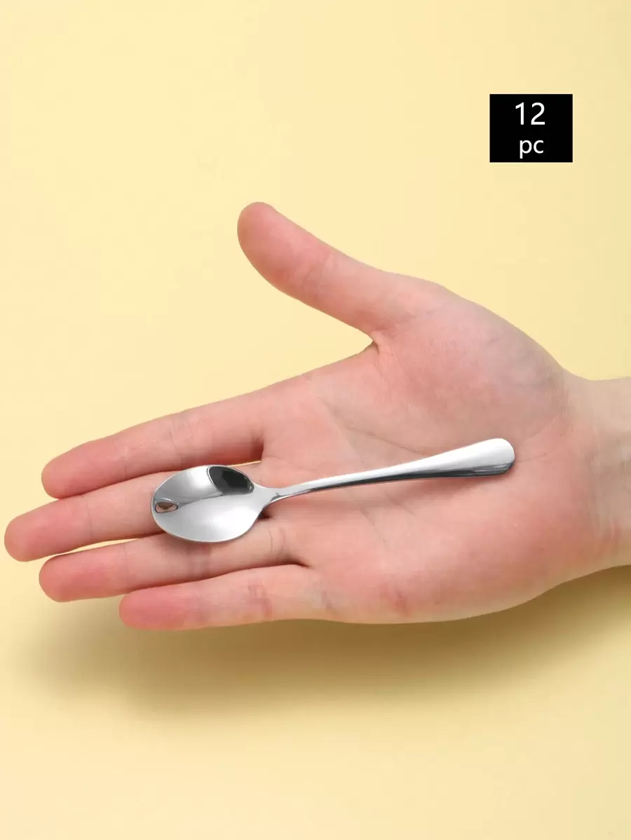 12pcs Stainless Steel 1010 Mini Coffee Stirring Spoon, Narrow Design 11.3*2.4cm, Suitable For Family Gatherings And Dessert Shops,Kitchen,Christmas Gift,School Supplies