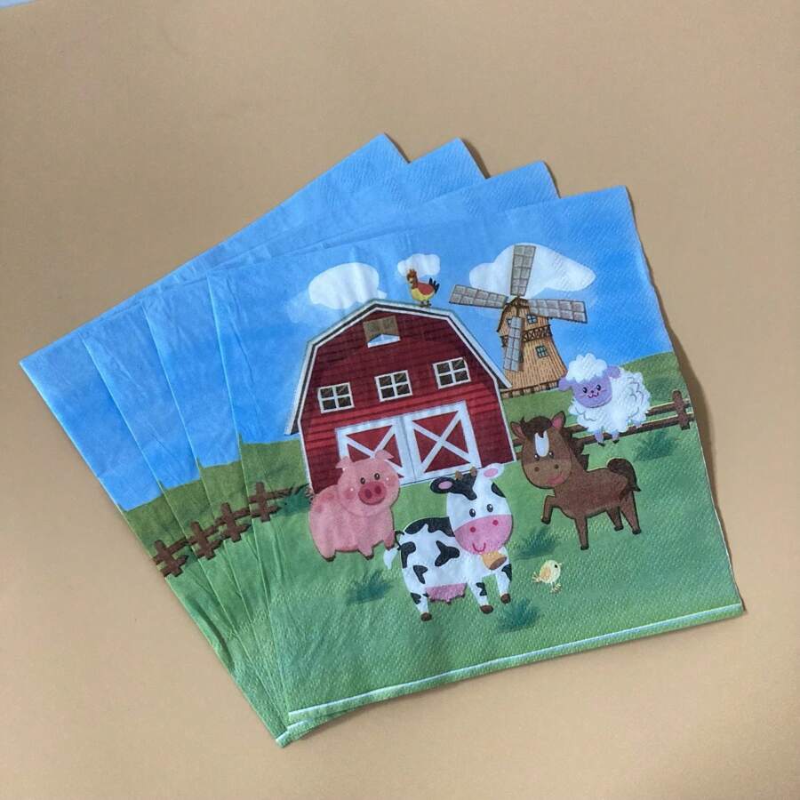 20 sztuk/worek Jednorazowe Serwetki Papierowe Z Wzorem Farmy 33*33 cm, Boże Narodzenie