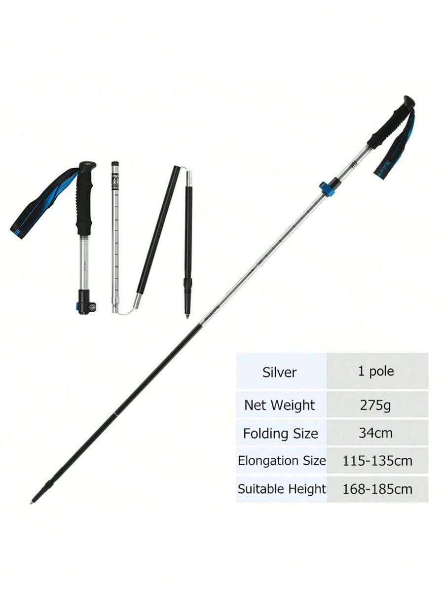 Naturehike 1 Pieza Bastón De Senderismo Plegable, Ajustable De 115-135cm