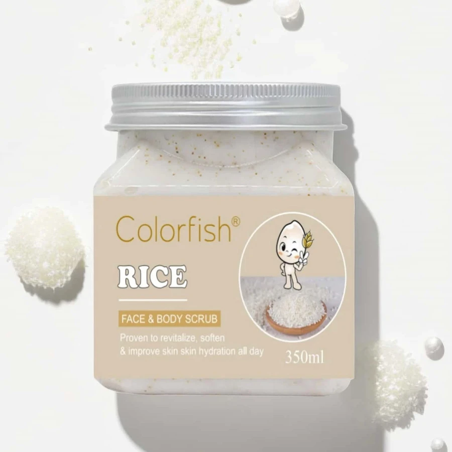 350ml Rice Body Scrub With Walnut Particles For Deep Cleansing And Exfoliating, Remove Dead Skin And Hydrate, Nourish Skin Care
