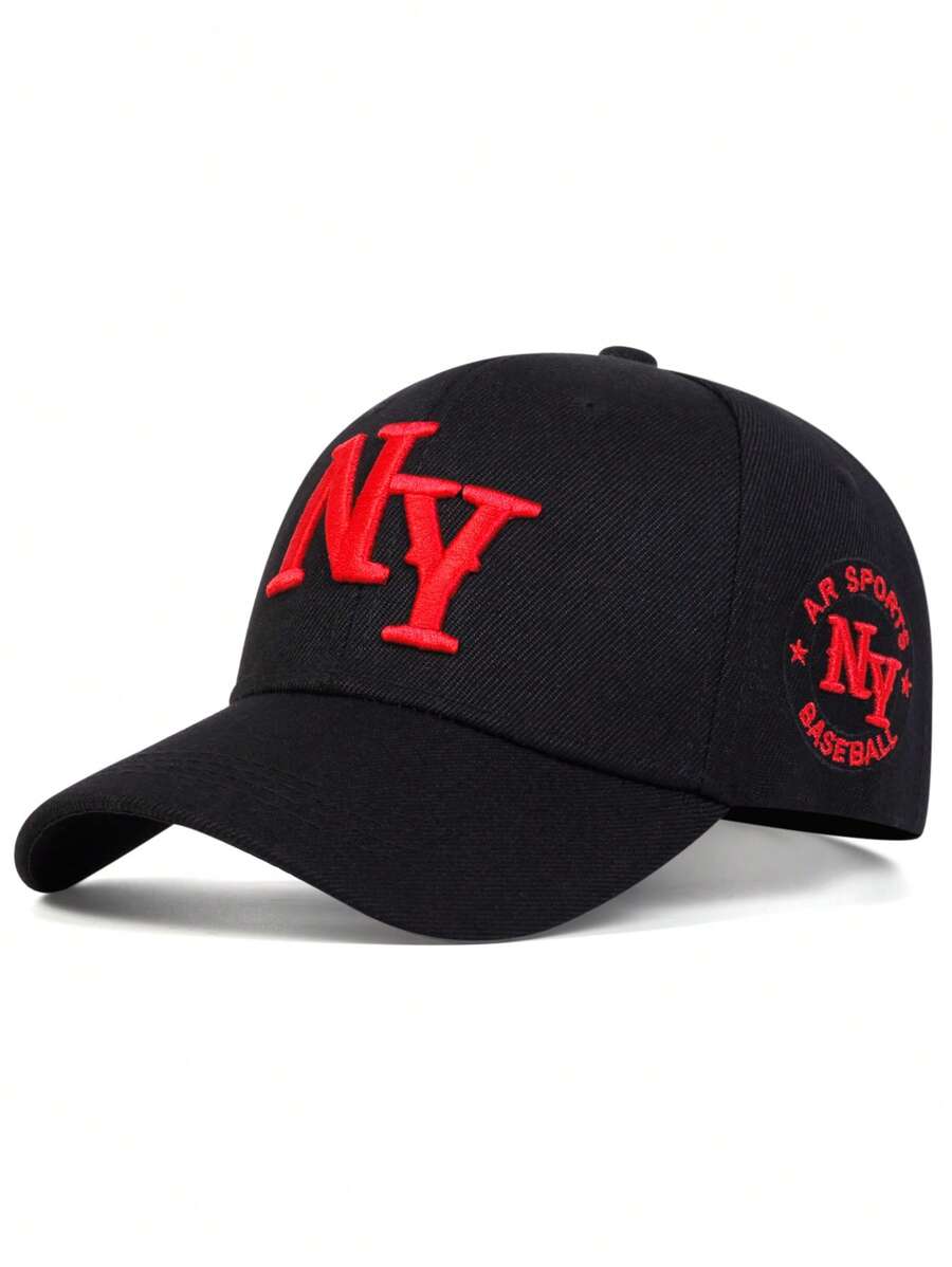 AR 1pc Men's Letter Embroidered Baseball Cap New York, Fashionable Adjustable Sunscreen Casual Hat For Spring And Autumn Travel, Beach, Party Street