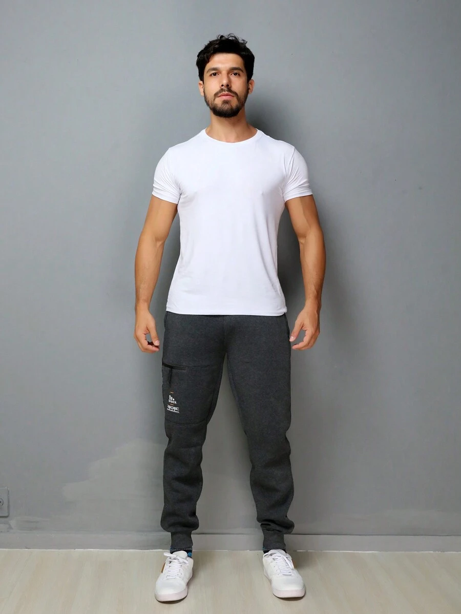 Calça Moletom Masculina Calça Moletom Elastico Skinny Slim Sport importado engrossado BOLSO COM ZIPER