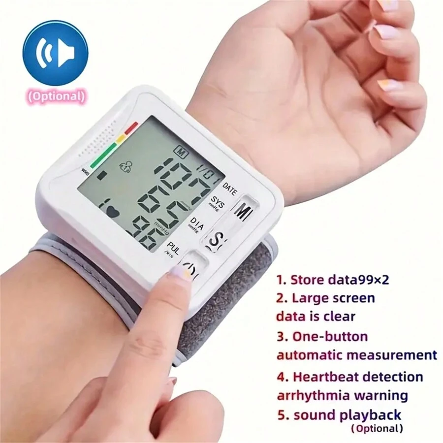Monitor Electrónico De Presión Arterial En Muñeca Con Indicador De Voz, Dispositivo De Medición De Presión Arterial Para El Hogar, Regalo De Festival De Navidad Y Día De Acción De Gracias