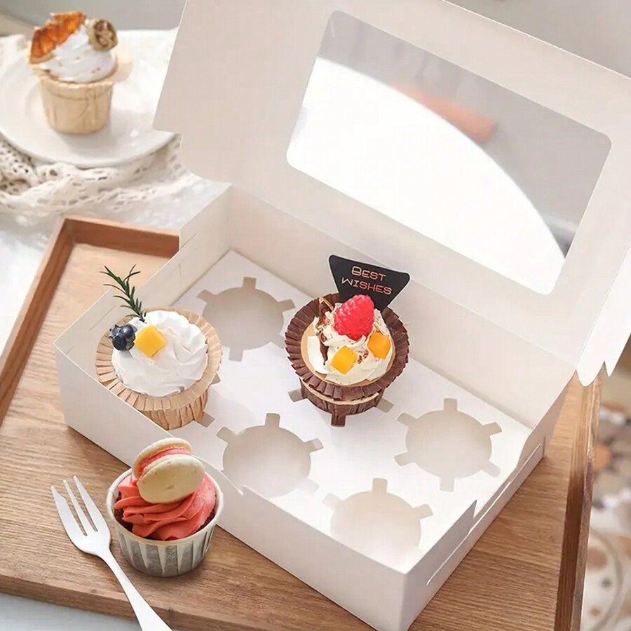 5pcs, 6/12 Compartment Cake Boxes, Cupcake Boxes, Bread Boxes, For