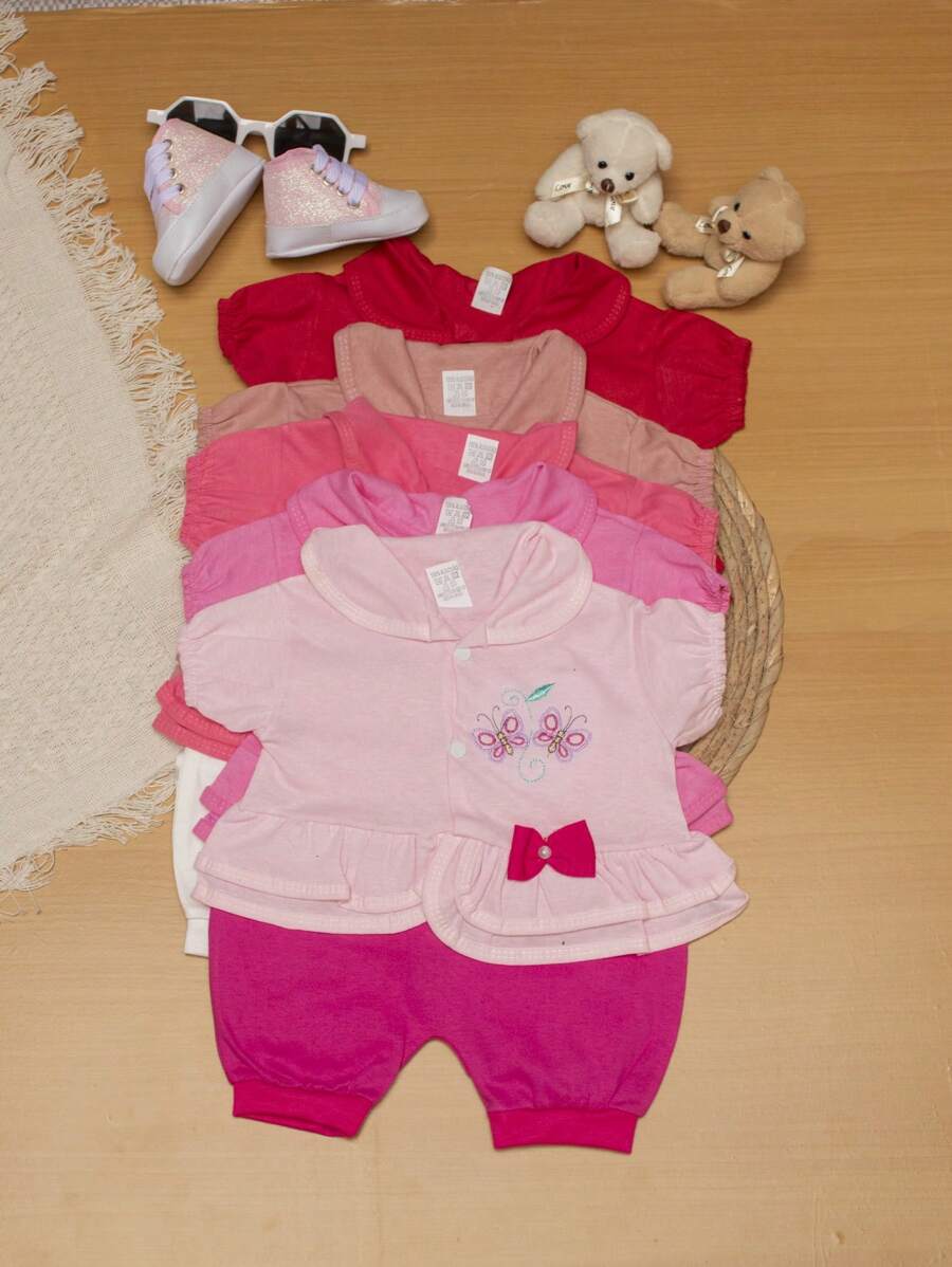 Kit 03 Macacão Infantil Baby Menina Bebê Recém-Nascida-03 meses Promoção (Canguru)