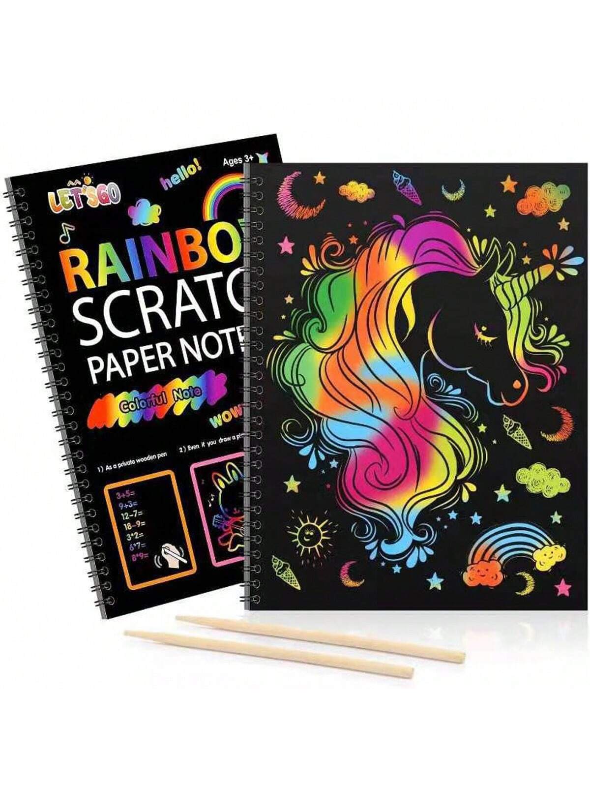1set Kids' Colorful Diy Scratch Art Painting Booklet Scratch Painting