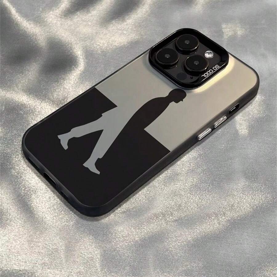 Men 1pc Black Walking Man Anti-Fall Phone Case Compatible With IPhone 7/8/11/12/13/14/15/X/Xr/Xs/Plus/Pro/Pro Max/Se2