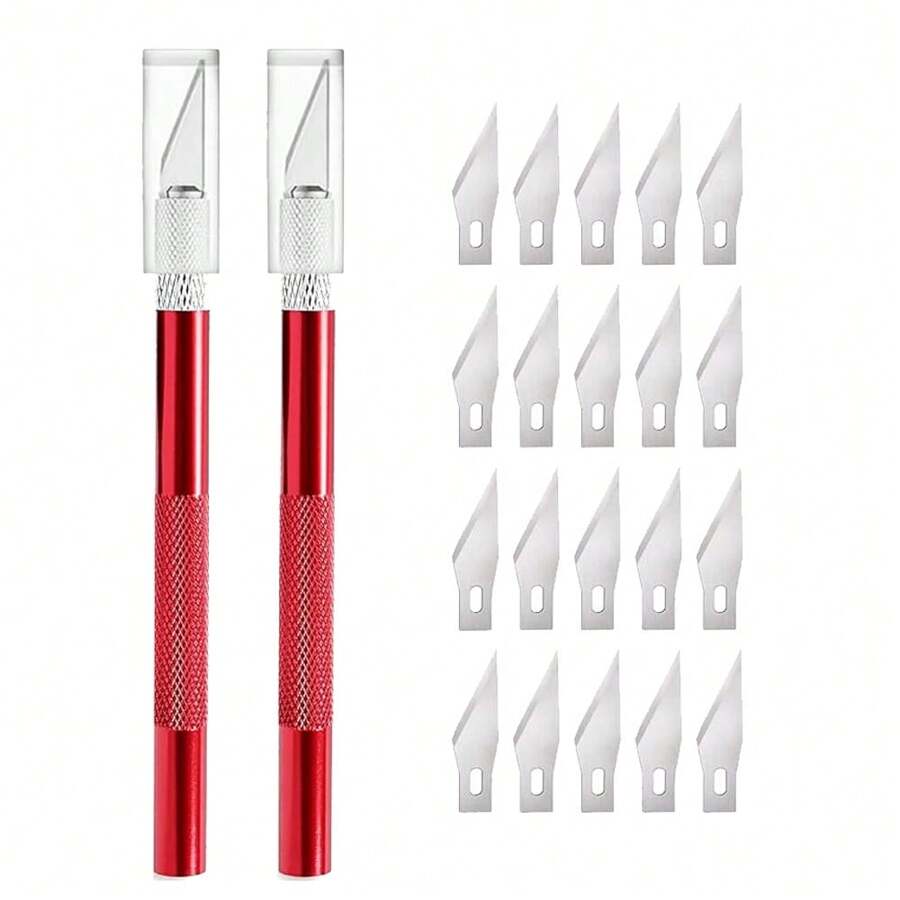 2 Cutters for DIY Art Work Cutting, Scalpel with 20 Replacement Blades, Craft Knife, Craft Knife, Craft Knife, Hobby Knife, Carving Knife, Caving, Sculpture, Window Film, Paint Protection