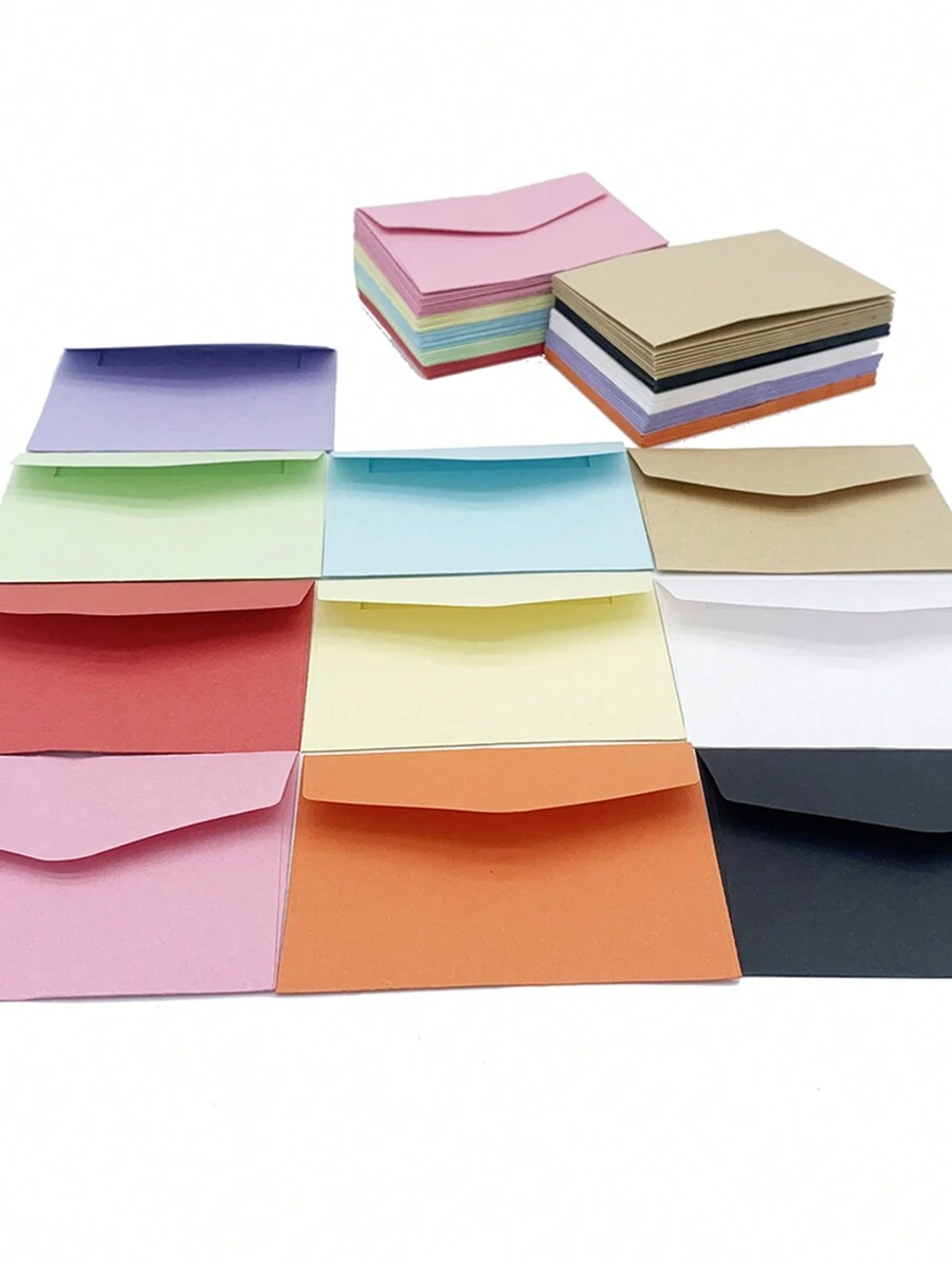 10pcs Mini Colored 10*7cm Envelopes, Creative Blank Kraft Invitation Cards, Membership Cards Organizing Solid Color Envelopes Back To School