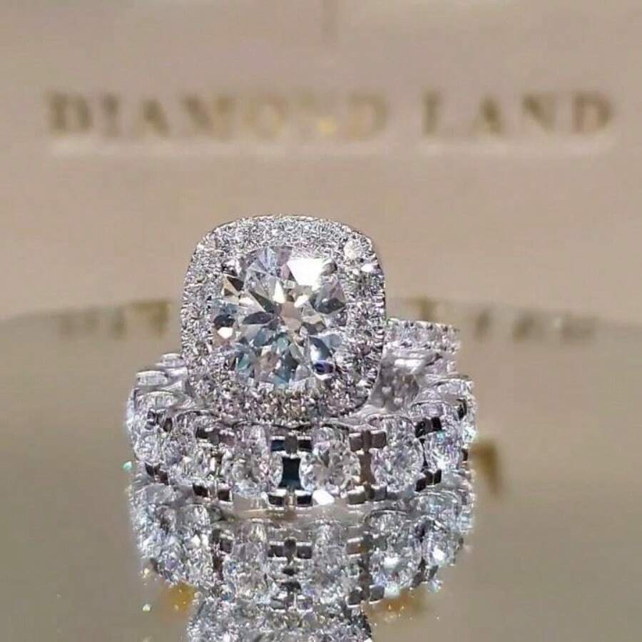 2 Elegantes Y Lujosos Conjuntos De Anillos Decorativos Con Inserciones De Aleación De Plata Adecuados Para El Uso Diario De Las Mujeres