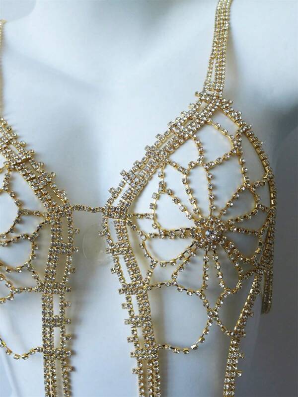 1pc Women S Luxury Crystal Body Chain Sexy Lingerie Chain Multicolor Bikini Nightclub Gothic