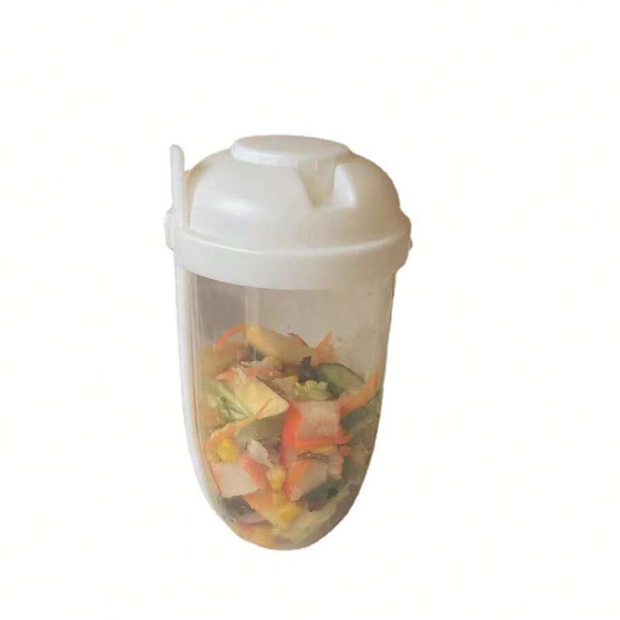 1pc Portable All-In-One Lunchbox - Suitable For Cereals, Salads, Yogurts And More - Includes Fork, Sauce Cup/Bottle And 1000ml Food Container! Convenient Breakfast Cup Drink Cup