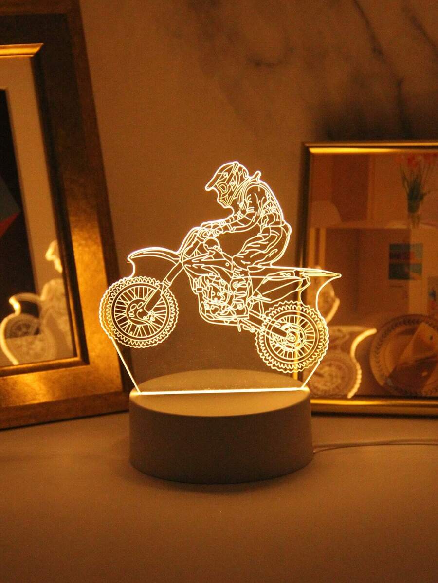 Luz nocturna creativa de motocicleta 3D con USB, LED iluminado, novedoso, decorativo y único, lámpara de mesa LED única