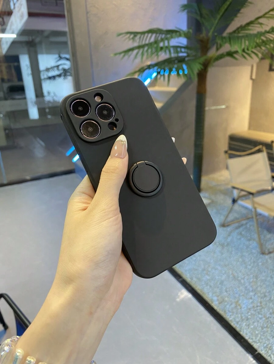 New Case With Stand & Anti-fall Transparent Electroplating Lens Film & 360 Rotation Stand & Wireless Charging Friendly For Mobile Phone