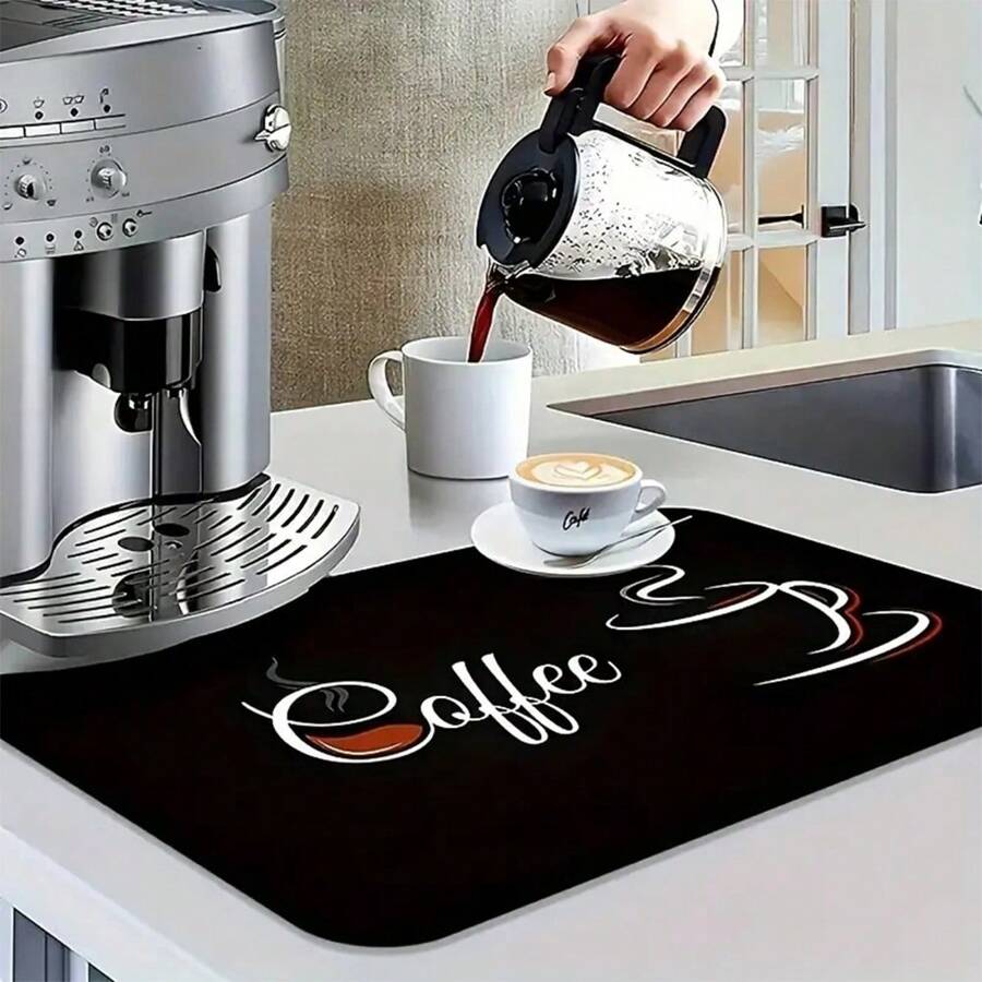 1/2pcs Coffee Mat - Hide Stain Absorbent Rubber Backing Quick Dry Mat For Kitchen Counter Coffee Bar Accessories Dish Drying Mat For Coffee Maker Coffee Maker Coffee Pot Espresso Maker
