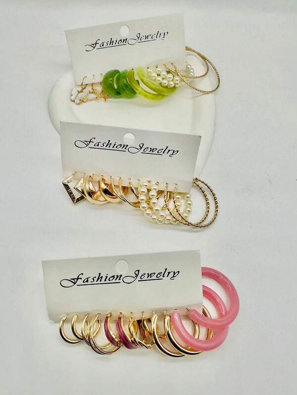 18pairs Imitation Pearl & Polyresin Butterfly Design Earrings SHEIN USA