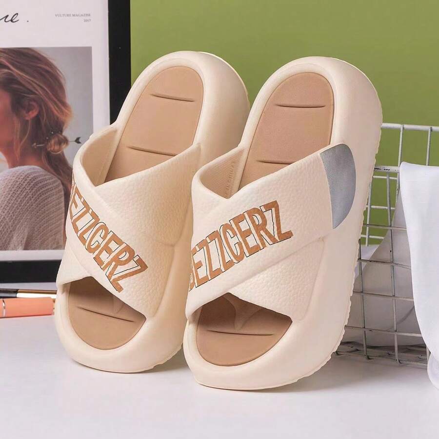 Fashionable Thick-Soled, Women's Slippers, Soft Sole, Strap , Versatile, Comfortable For Girls, Slip-Resistant, Casual Beach, Bathroom Non-Slip Slides