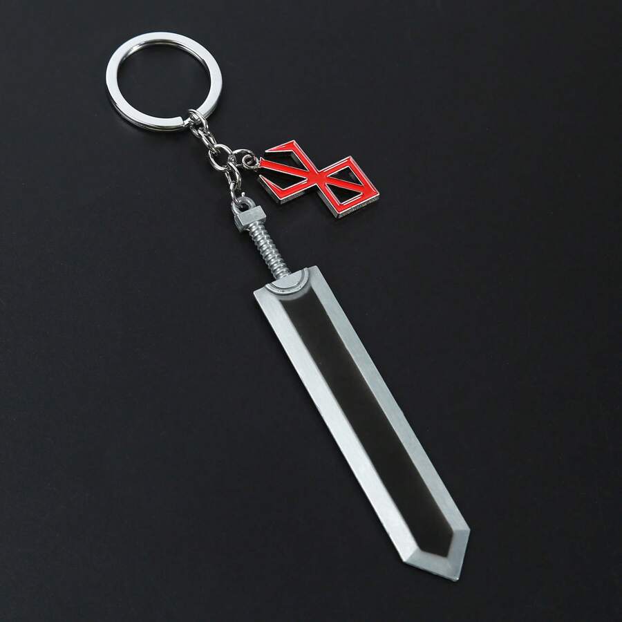 Street 1pc Realistic Design Cool Boy Daily Wear Alloy Keychain, Anime Style Big Sword Shaped Accessory, Fun Party Wear, The Most Eye-Catching Item In The Whole Place Car Accessories Bag Charm Backpack For School