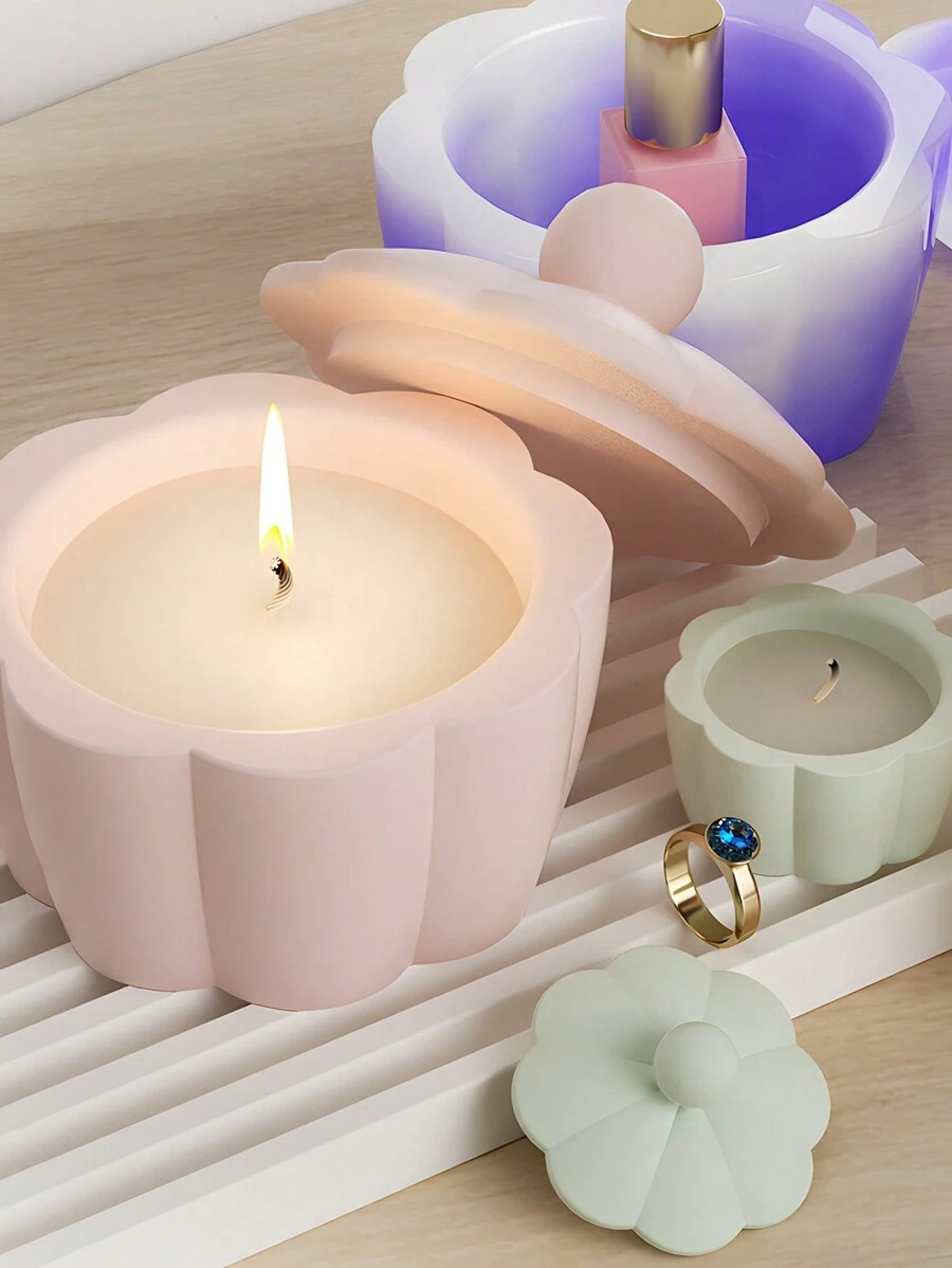 3d Candle Holder Silicone Mold For Making Candlestick, Aromatherapy, Flower Edge Craft, Jewelry Storage Box, Gypsum, And Wax Artwork Decoration