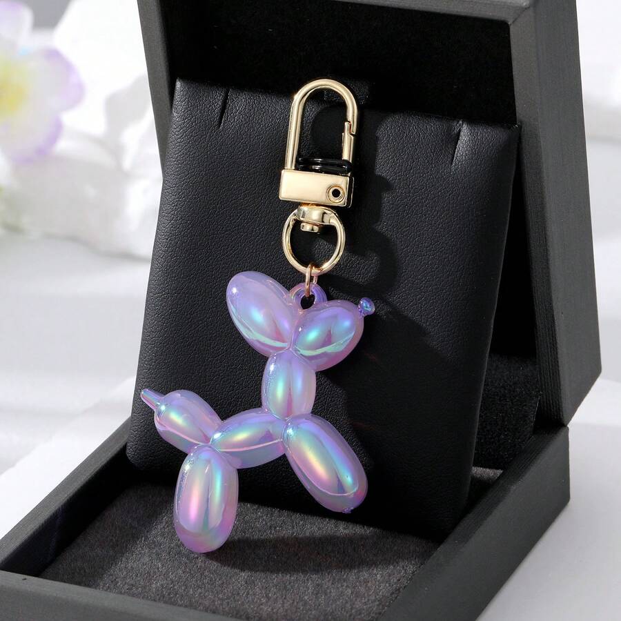 1pc purple Balloon Puppy Keychain Cartoon creative Small Animal Pendant Key Pendant - Perfect for handbags, cars, mobile phone keychain keychain pendant, the best gift for friends