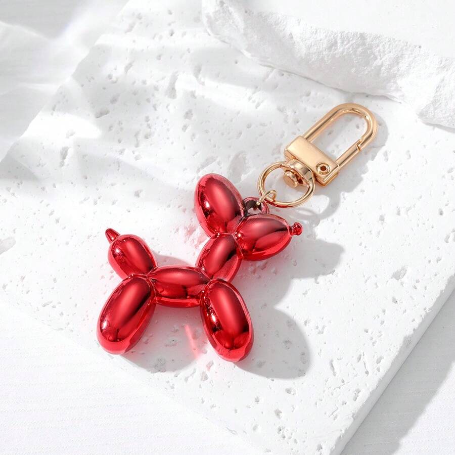 1pc red Balloon Puppy Keychain Cartoon creative Small Animal Pendant Key Pendant - Perfect for handbags, cars, mobile phone keychain keychain pendant, the best gift for friends
