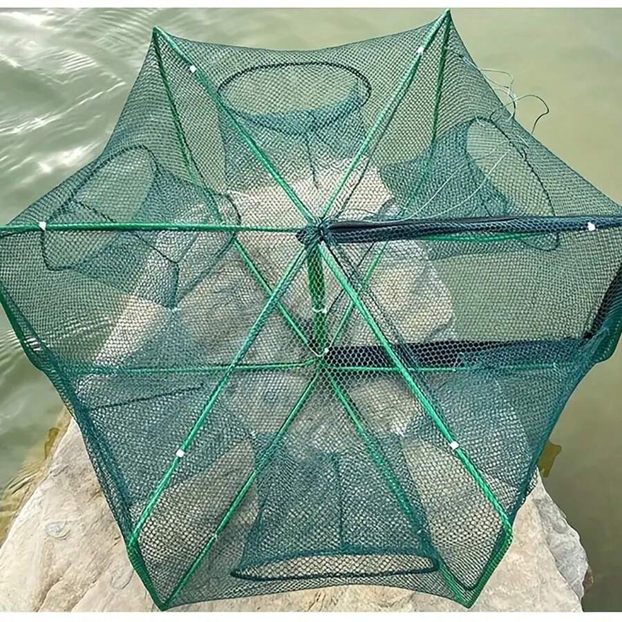 1/3 piezas Trampa plegable hexagonal para camarones, trampa para anguilas, red para langostas, lámpara trampa para pesca