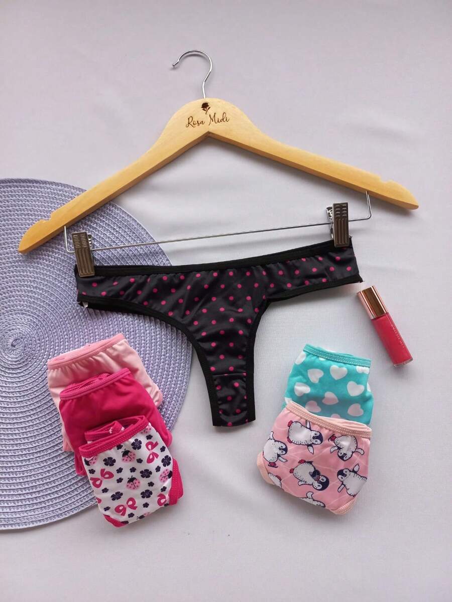 Kit 05 Calcinha Feminina Fio Dental de Microfibra Tanga Fio Moda Feminina