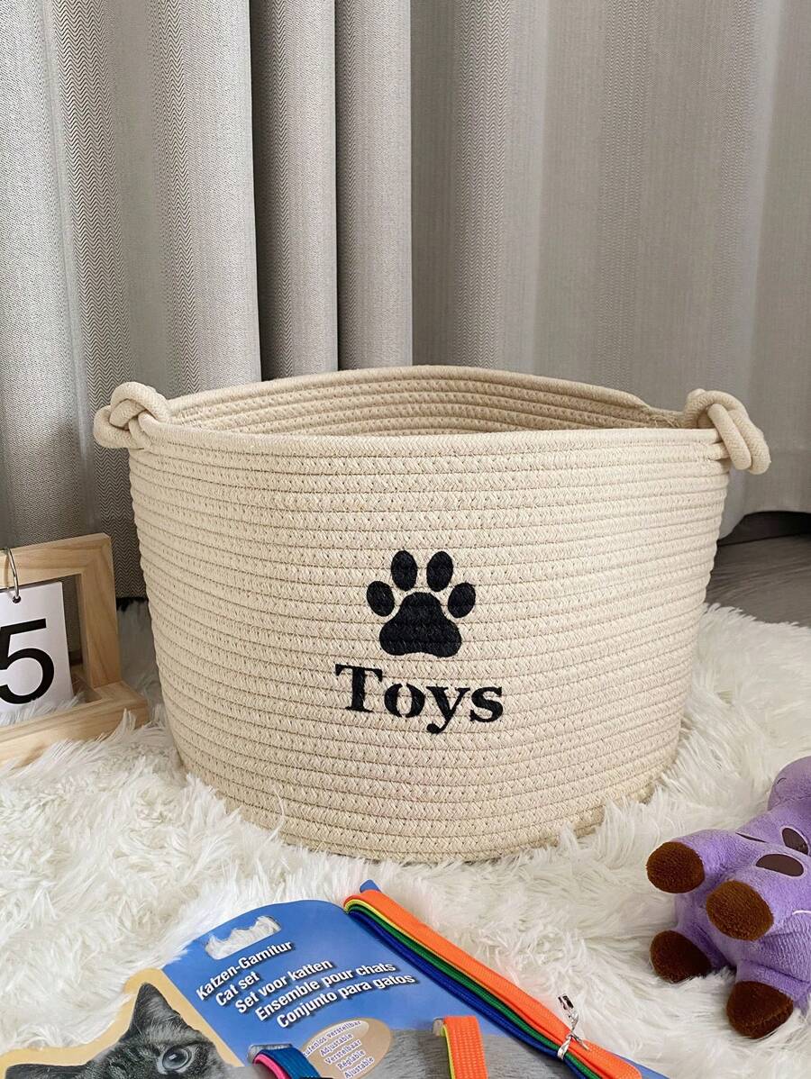 1pc Woven Basket For Pet Supplies And Home Storage, Organizer For Clothes, Toys And Accessories